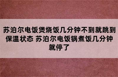 苏泊尔电饭煲烧饭几分钟不到就跳到保温状态 苏泊尔电饭锅煮饭几分钟就停了